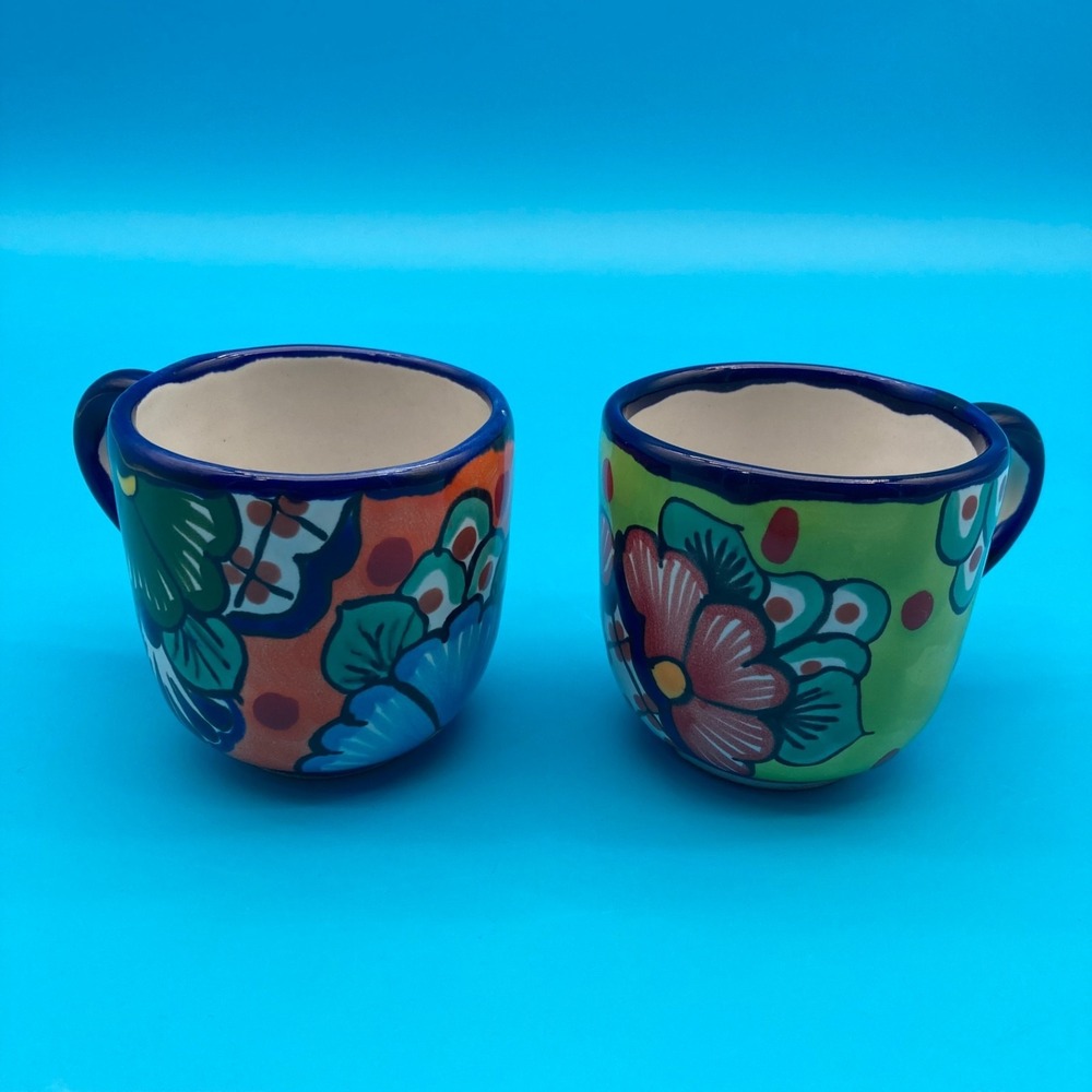 Handcrafted Mexican Pottery Mug Set | Lead Free Talavera Ceramic Tea Cups